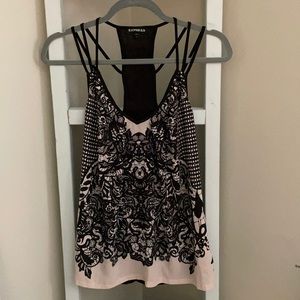 SALE 💸 Express Nude & Black Lace Patterned Strappy Tank